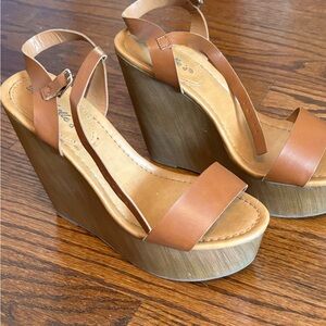 Breckelles Brown Wedge Sandals